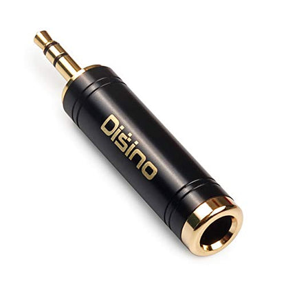 3.5mm to 1/4 Inch Headphone Adapter, 1/8 Inch Mini Jack Male to 1/4 Inch Female Jack Stereo Adapter, Gold-Plated Pure Copper Aux Audio Interface Headphone Converter, Black - 1 Pack - color: 35TRSM-635F-1P