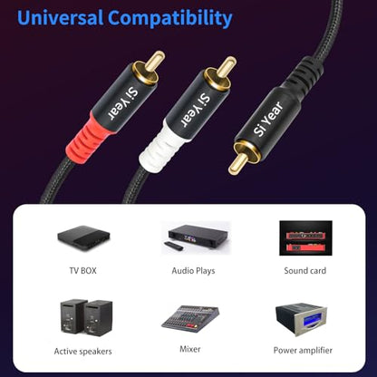 RCA Y Splitter Cable, 1 Male to 2 Male RCA Adapter Audio Cables,Subwoofer Cable for Amplifiers/TV/subs/amps/Hi-Fis/Home Theater/receivers(1M/2PACK) - color: RCAM-2RCAM-1M-2PCS