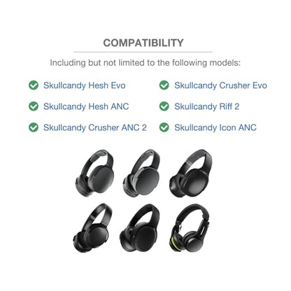 Headband Cushion Cover Compatible with Skullcandy Hesh Evo, Hesh ANC, Crusher ANC 2, Crusher Evo, Riff 2, Icon ANC Wireless Headphone, 6mm Thick Cushion, No Wobble Zipper Slider, Hanging Loop