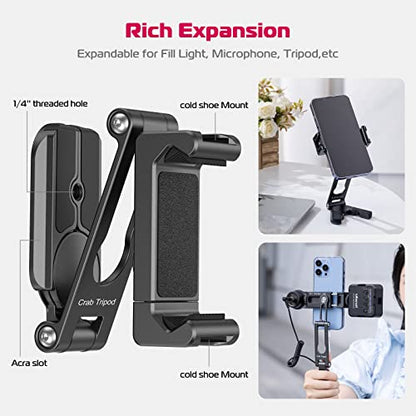 ULANZI Phone Tripod Mount 2 Cold Shoes & Arca Port | HP004 Metal 360° Smartphone Tripod Adapter for iPhone, Cell Phone Tripods Grip Stand Holder for Desktop Video Live Vlog