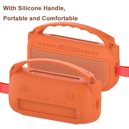 JCHPINE Silicone Cover and Carrying Case for Bose SoundLink Flex Speaker | Protective Cases with Handle and Shoulder Strap, Soft Silicone Cover and Hard Travel Case (Orange) - color: Orange Case