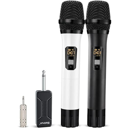Bietrun UHF Wireless Microphone with 1/4'' Plug Rechargeable Receiver - color: Black White