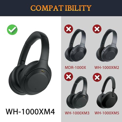SOULWIT Ear Pads Cushions + Headband, Replacement Kit for Sony WH-1000XM4 (WH1000XM4) Over-Ear Headphones, Replacement Headstrap Pad & Earpads Repair Part - Silver - color: Silver
