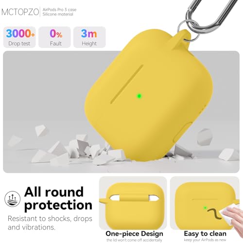 Case for AirPods Pro 3 2025,Come with Cleaner Kit,Yellow | Silicone Protective Cover for Airpod Pro 3rd Generation Case with Keychain,for Women Men,One-Piece Design,Shockproof - color: E-Yellow