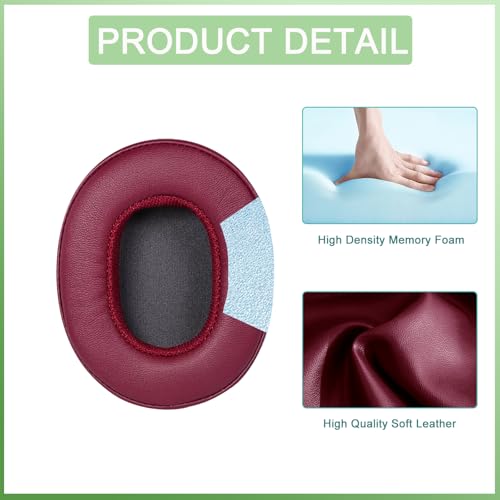 Replacement Earpads for Skullcandy Crusher EVO Headphones,Compatibel Crusher EVO Replacement Ear Pads,Upgraded Ear Covers with Soft Protein Leather,Optimized Noise Isolation Memory Foam (Red) - color: Burgundy