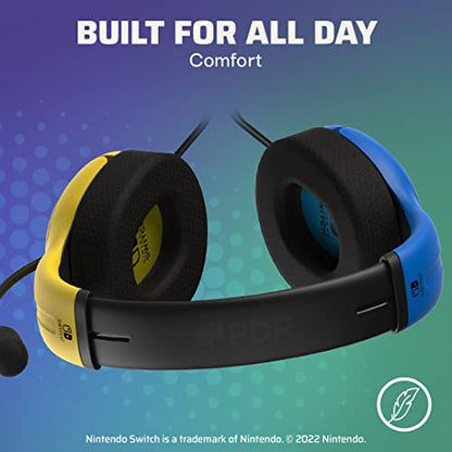 PDP Gaming LVL40 Stereo Headset with Mic for Nintendo Switch/Lite/OLED/PC - Noise Cancelling Microphone, Lightweight, Soft Comfort On Ear Headphones (Fortnite Wildcat Yellow & Blue)