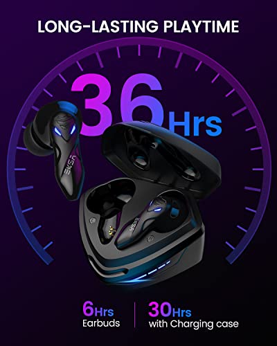 EKSA Wireless Gaming Earbuds, Bluetooth Headphones for Mobile Gaming, Switch, Music - 38ms Ultra Low Latency - 36 Hours Playtime - Game/Music Mode - Built in Mic - Noise Isolation