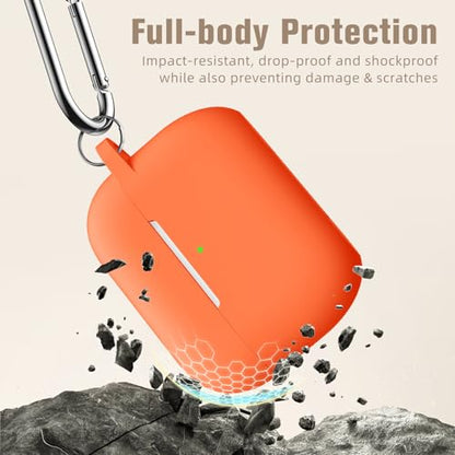 Hamile Compatible with AirPods Pro Case Protective Silicone Airpod Case Shockproof Cover Skin for Airpod Pro 2019 Charging Case, with Keychain, Orange - color: Orange
