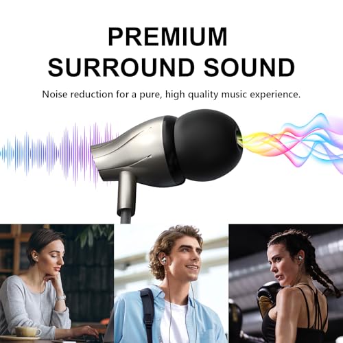 Wired Earbuds with Microphone, 3.5mm in-Ear Headphones with Volume Control, Noise Isolating Wired Earphones for School, Work, Travel