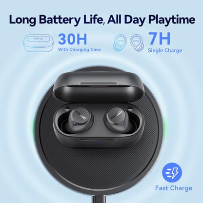 EarFun Free 2S Wireless Earbuds, Bluetooth Earbuds with Deep Bass | 4 Mics for Clear Call, Customizable EQ App, IPX7 Waterproof in-Ear Headphones, 30H Playtime, Wireless Charging - color: Black