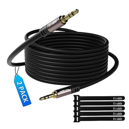 Kxable 3.5mm Aux Cable 4 Feet (2 Pack), Male to Male Auxiliary Audio Cord, Preminun Gold Plated Compatible with Headphones, iPods, iPads, iPhones, Home/Car Stereos with 5 Cable Ties - size: 4 Feet (2 Pack)