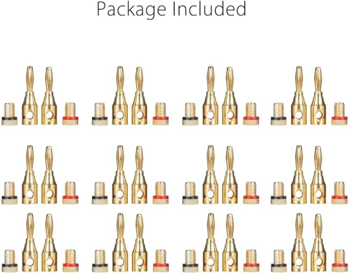 12 Pairs Speaker Banana Plugs, 24K Gold Plated Banana Plug for Speaker Wire, Home Theater, Wall Plate, for 12–18 AWG Wire