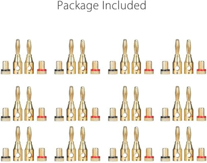 12 Pairs Speaker Banana Plugs, 24K Gold Plated Banana Plug for Speaker Wire, Home Theater, Wall Plate, for 12–18 AWG Wire
