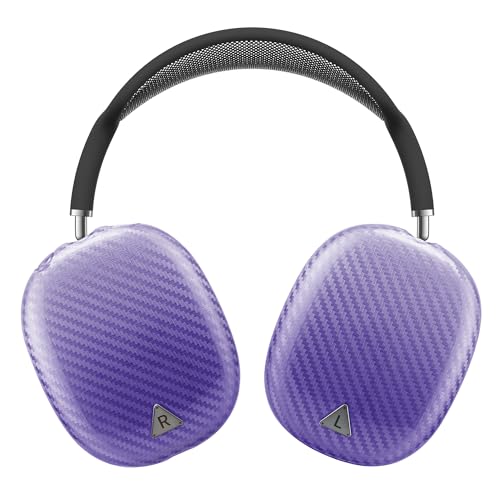 Carbon Fiber Texture Case Cover for AirPods Max Headphone, TPU Anti-Scratch Ear Cup Cover, Protective Skin Accessories for Apple AirPods Max(2024/2020) - Purple - color: Purple
