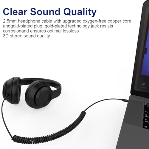 QC45 Coiled Audio Cable Compatible with Bose QuietComfort, QuietComfort Ultra, QC45, QC35, QC35 II, QC25, NC700, OE2, Soundlink, SoundTrue headphones, 2.5mm to 3.5mm Cable with 6.35mm Adapter, 4-14ft