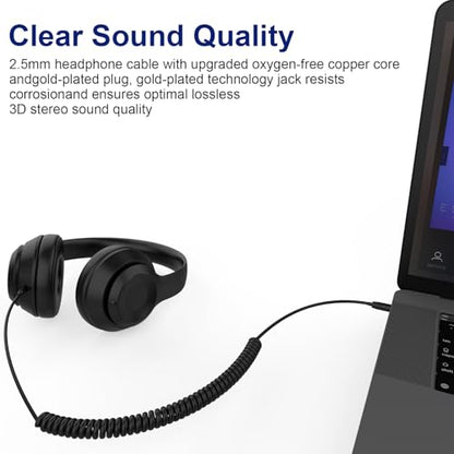 QC45 Coiled Audio Cable Compatible with Bose QuietComfort, QuietComfort Ultra, QC45, QC35, QC35 II, QC25, NC700, OE2, Soundlink, SoundTrue headphones, 2.5mm to 3.5mm Cable with 6.35mm Adapter, 4-14ft