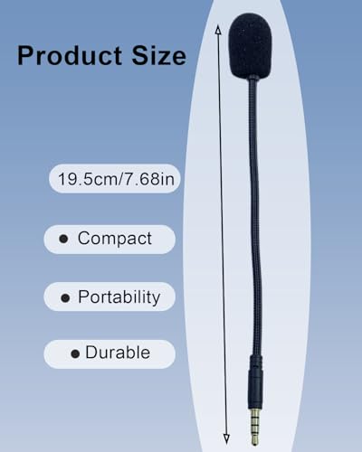 3.5mm Microphone Replacement 4 Pole Plug Noise Cancelling | for iPhone 7 7s 6 6s, for iPad Android Phone, Universal Detachable Boom Gooseneck Mic, for YouTube Video