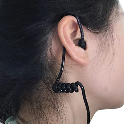 2Pcs Flexible Spring Air Tube Replacement Walkie Talkie Earphone Earpiece Coil Acoustic Air Tube for Two-Way Radio Headsets (Black) - size: 2 Pcs