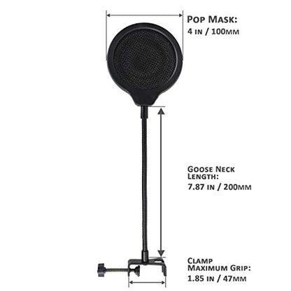 Seiren Mini Microphone Pop Filter Mask Shield For Razer Seiren Mini Microhone, 4 Inch 3 Layers Windscreen with Flexible 360°Gooseneck Clip by SUNMON