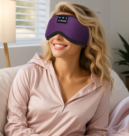 LC-dolida Bluetooth Sleep Mask,Wireless Bluetooth Sleep Mask,Sleep Headphones,Ideal for Travel,Night Work,Napping,Side Sleeping and Office Use for Both Men and Women，Earplugs Included (Rose Purple) - color: Rose Purple