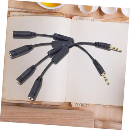 Black Headphone to Adapter Splitter 3.5mm Male Female 2 Mic