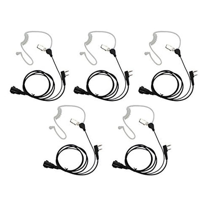 Walkie Talkie Earpiece with Mic 2 Pin Acoustic Tube Two-Way Radio Headset Compatible for Kenwood PUXING Baofeng BF-888S UV-5R BF-F8HP PRO AR-152 UV-17R UV-21R Retevis H-777 RT21 (5 Pack)