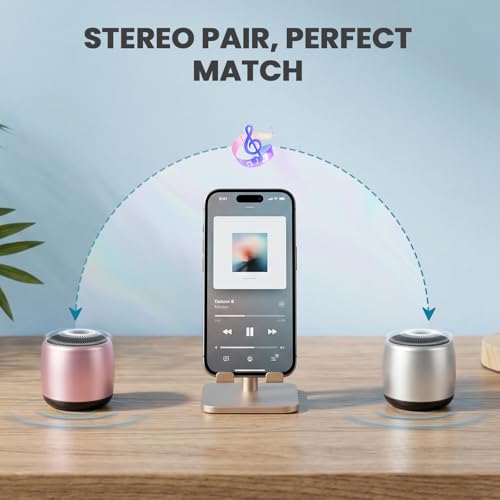 Best Mini Portable Bluetooth Speaker with HD Sound & Bass I Smallest Wireless Bluetooth Speakers for Phone/PC/Tablet I Photo Selfie Button Answer Phone Calls I Cute Tiny Speaker (Rose Gold) - color: Rose Gold