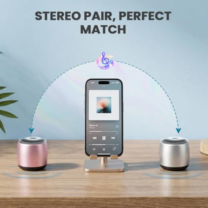 Best Mini Portable Bluetooth Speaker with HD Sound & Bass I Smallest Wireless Bluetooth Speakers for Phone/PC/Tablet I Photo Selfie Button Answer Phone Calls I Cute Tiny Speaker (Rose Gold) - color: Rose Gold