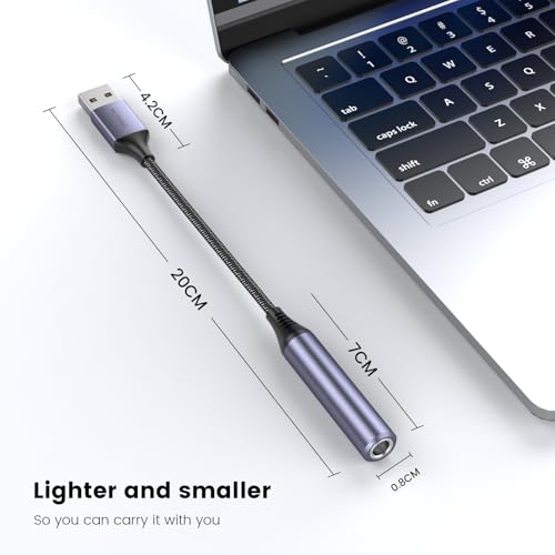 MOSWAG USB to 1/4 Jack Audio Adapter with External Sound Card
