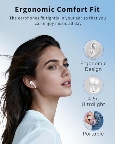 Wireless Earbuds, Bluetooth 5.4 Ear Buds Bass Stereo, Headphones with Noise Cancelling Mic, LED Display in Ear Earphones Clear Calls, IP7 Waterproof Bluetooth Earbuds for Phone/Android/iPad, Pink - color: Pink