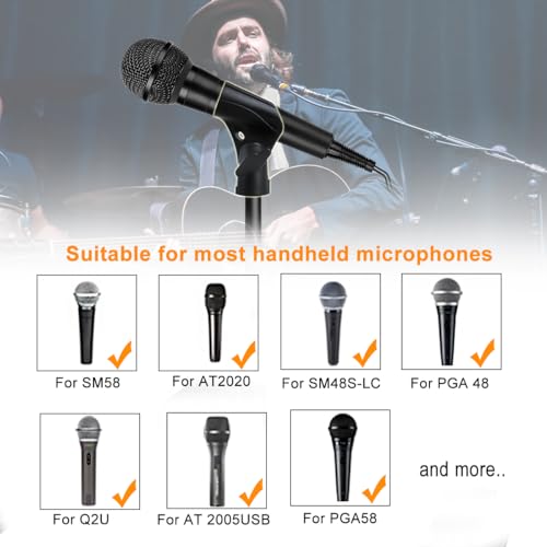 2 Pcs Universal Microphone Clip, Adjustable Mic Clip Holder for Mic Stand, Come with 5/8" Male to 3/8" Female Screw Adapter - size: 2_Pack