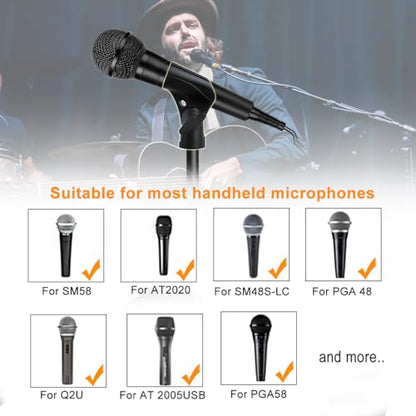 4 Pcs Universal Microphone Clip, Adjustable Mic Clip Holder for Mic Stand，Come with 5/8" Male to 3/8" Female Screw Adapter - size: 4_Pack