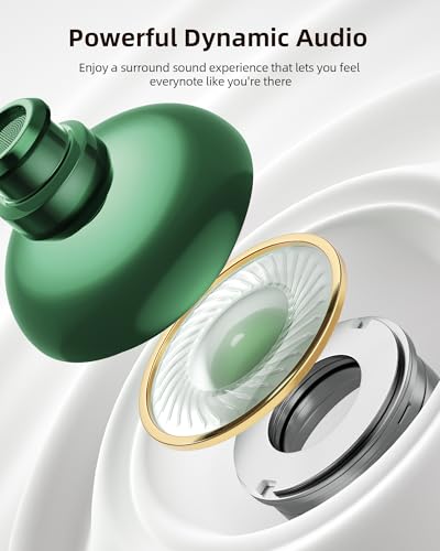 PocBuds Bluetooth Headphones Wireless Earbuds 80hrs Playtime Wireless Charging Case Digital Display Sports Ear Buds with Earhook Deep Bass IPX7 Waterproof Over-Ear Earphones for TV Phone Laptop Olive - color: Olive, style: Standard