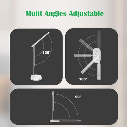 IHAO 3in1 Wireless Charging Eye-Care Desk Lamp 15W Fast Charging Station for Phone, Smartwatch & Earbuds, Touch Control Dimmable LED Light Adjustable Gooseneck, Modern Office Table Lamp-HYT2096 White - color: Table Lamp 3in1 wireless charger HYT2096 White