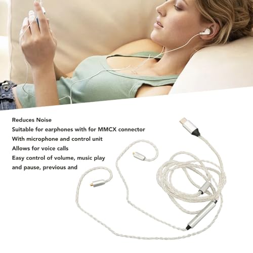 C to for MMCX Cable Flexible 8 Strand Core with Mic Lossless Sound Replacement Earphone Cable for SE215 SE315 SE535 SE846 for UE900 Earphone Upgrade