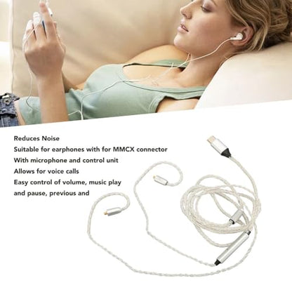 C to for MMCX Cable Flexible 8 Strand Core with Mic Lossless Sound Replacement Earphone Cable for SE215 SE315 SE535 SE846 for UE900 Earphone Upgrade