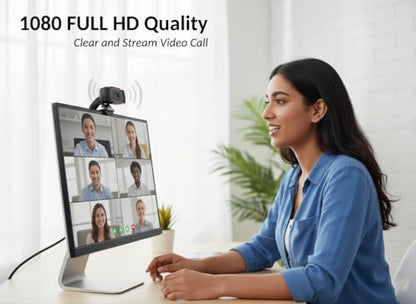 Webcam Webdaraz 1080P HD Autofocus with Stereo Microphone, USB Plug & Play Web Camera for PC/Laptop, Online Classes, Video Calls, Skype, Zoom – W01