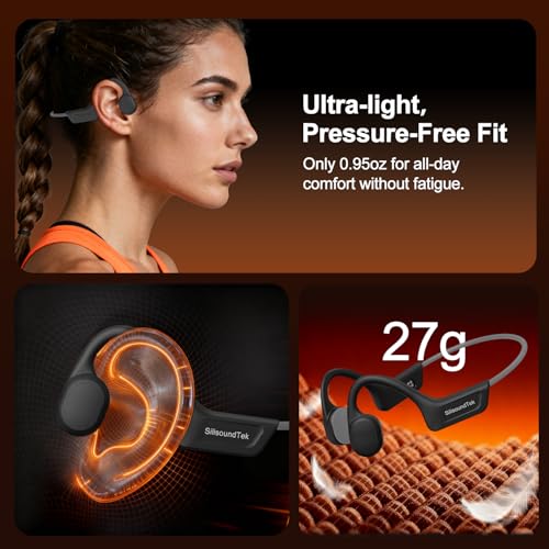 Bone Conduction Headphones,IPX7 Waterproof Wireless Bone Headphones,Open Ear Headphones Bluetooth 5.3 Built-in Mic,10H Playtime for Running,Cycling,Hiking,Gym,Workout. - color: Gray