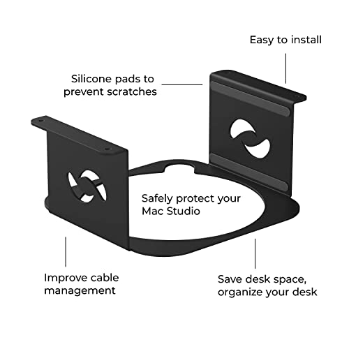 HumanCentric Under Desk Mount Compatible with Mac Studio, M4 M3 M2 M1 | Mounting Stand Bracket, Heat Dissipation, Anti-Scratch, Secure or Hide with Holder Case