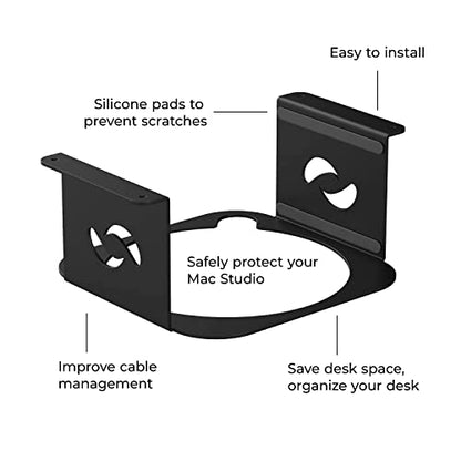 HumanCentric Under Desk Mount Compatible with Mac Studio, M4 M3 M2 M1 | Mounting Stand Bracket, Heat Dissipation, Anti-Scratch, Secure or Hide with Holder Case