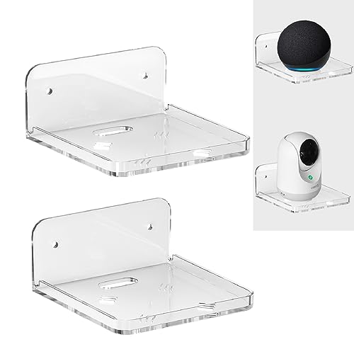 Wall Mount Floating Shelves for 2 Pcs Camera Mini Speaker Shelf Baby Monitor - Clear Mini Shelf Flexible Use for Wall Space in Bedroom Bathroom Kitchen Living Room - size: Small Clear