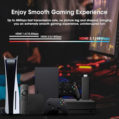 ROOFULL 4 Port 8K HDMI Switch with Remote | 4 In 1 Out HDMI 2.1 Switcher Selector, 8K@60Hz, 4K@120Hz, Dolby Vision/Atmos, Automatic Switching, HDCP 2.3, HDR10+, 48Gbps - color: Z-Black (8K)