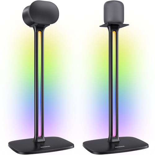 Perlegear Speaker Stands Pair Sonicbeam™ with RGB Lighting for Sonos Era 300, Era 100 & One SL, Universal Surround Sound Speaker Stand Holds to 22 lbs with Cable Management, App & Remote Control - size: Black with LED Light