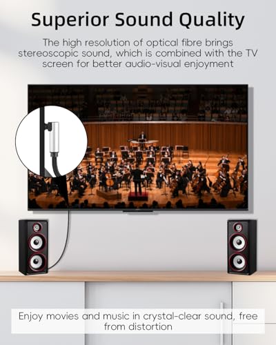 GELRHONR 90 Degree Optical Audio Cable, 360 Degree Free Rotatable Right Angle Toslink Optical Cable, Digital Fiber Optic Cord for Sound Bar, TV, Home Theatre (3.3FT)