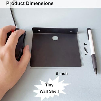 Small Shelf for Wall, 5 Inch, Metal Floating Shelves for Echo dot, Cameras, Tiny Speaker, Tiny Wall Mount Shelves (Black 2pcs) - color: Black 2pcs