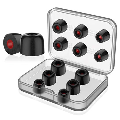 6 Pairs Memory Foam Earbud Tips Slow-rebound Foam Earbud Tips Fits for 4.5mm-5.5mm in-Ear Earphones Blocking Noise Earbuds Tips with Storage Box S/M/L 3 Sizes Ear Replacement Tips (Inner 4.5mm, Black) - size: S/M/L (Inner size: 4.5mm)