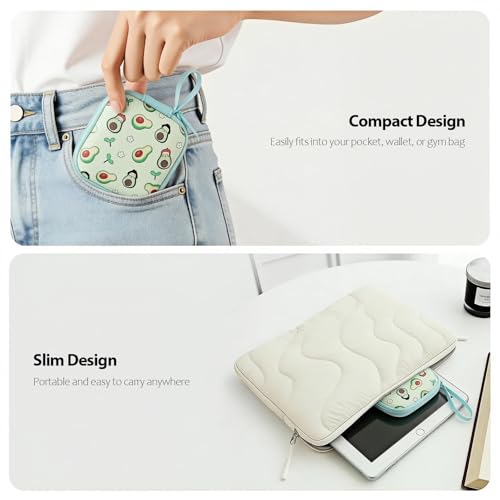 1 Pack Cute Earbud Case with Carabiner, Mini Hard Shell Carrying Pouch for Wired & Wireless Earphones, Small EVA Travel Organizer Box for Charging Cables, USB Flash Drives & Coins, Avocado - color: A1-Avocado