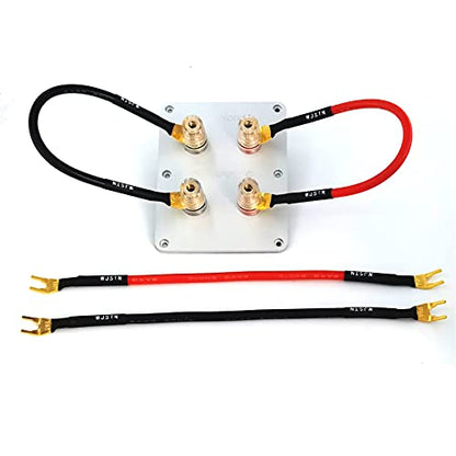 WJSTN Fork Spade Plug to Spade Plug Speaker Jumper Cable，8AWG Y Plug to Y Plug Cable, for DIY Home Theater, Speaker etc 8in/4-Pack