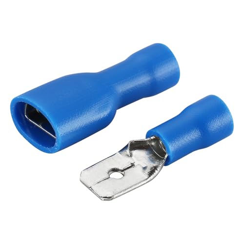 BAOMAIN 1/4" Fully Insulated Male and Female Spade Kit 16-14 AWG 200-Pack - size: Fully Insulated Female and Male