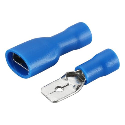 BAOMAIN 1/4" Fully Insulated Male and Female Spade Kit 16-14 AWG 200-Pack - size: Fully Insulated Female and Male